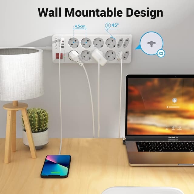 Detalle de Ciabatta multipresa con USB C 12 posti