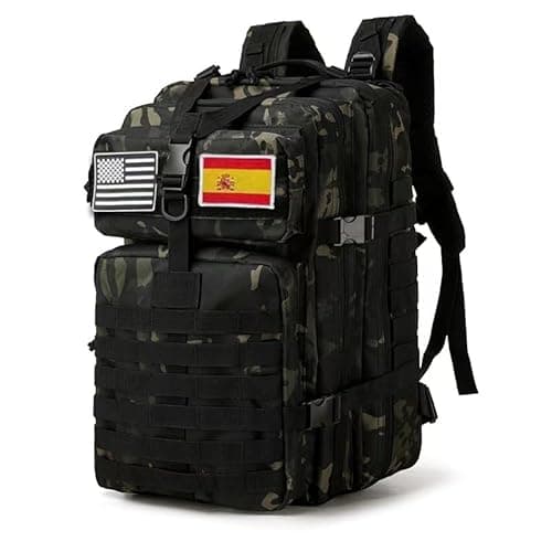 Detalle de smallrun Mochila táctica militar 45L con sistema MOLLE e impermeabilidad (48x31x29 cm)