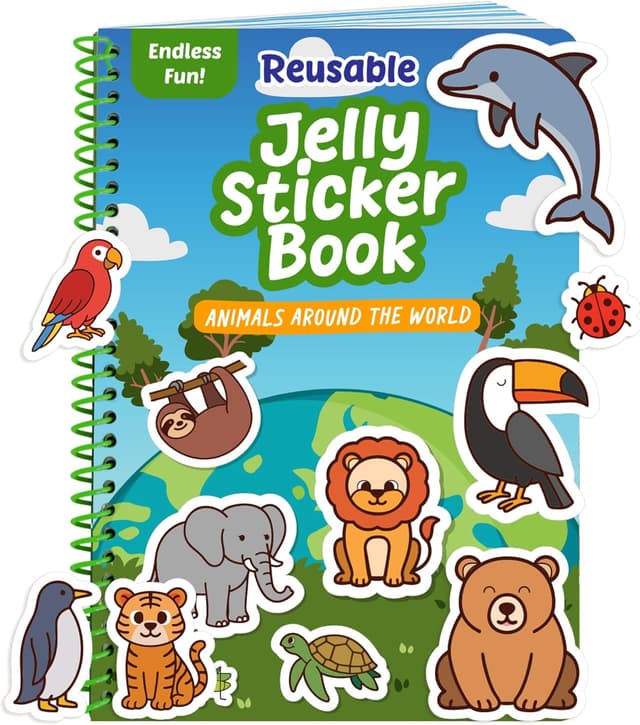 Detalle de Reusable Sticker Book Animals 50 Jelly Stickers