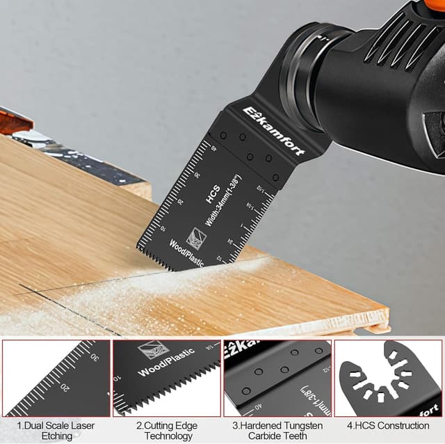 Detalle de EzKamfort 29-teilige Multitool-Sägeblatt-Sets (oszillierend) – Zubehör für Holz, Kunststoff und Metall