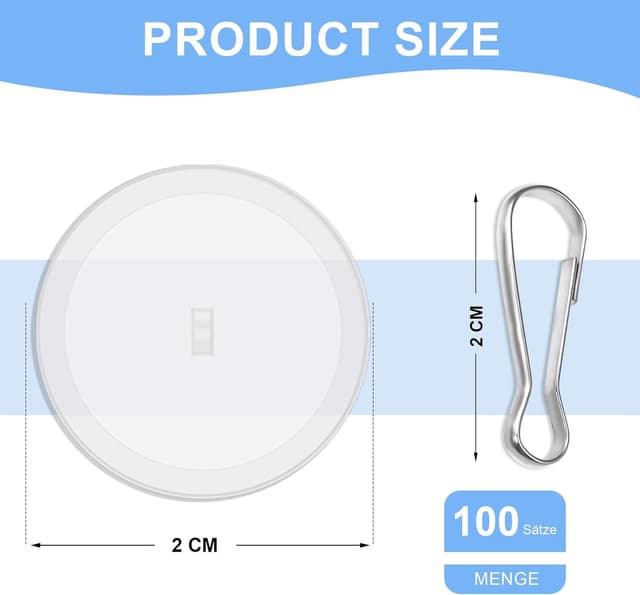 Detalle 2 de Dreamark 100 selbstklebende Deckenhaken transparent inkl. Fahnenmast-Clips (ohne Bohren)