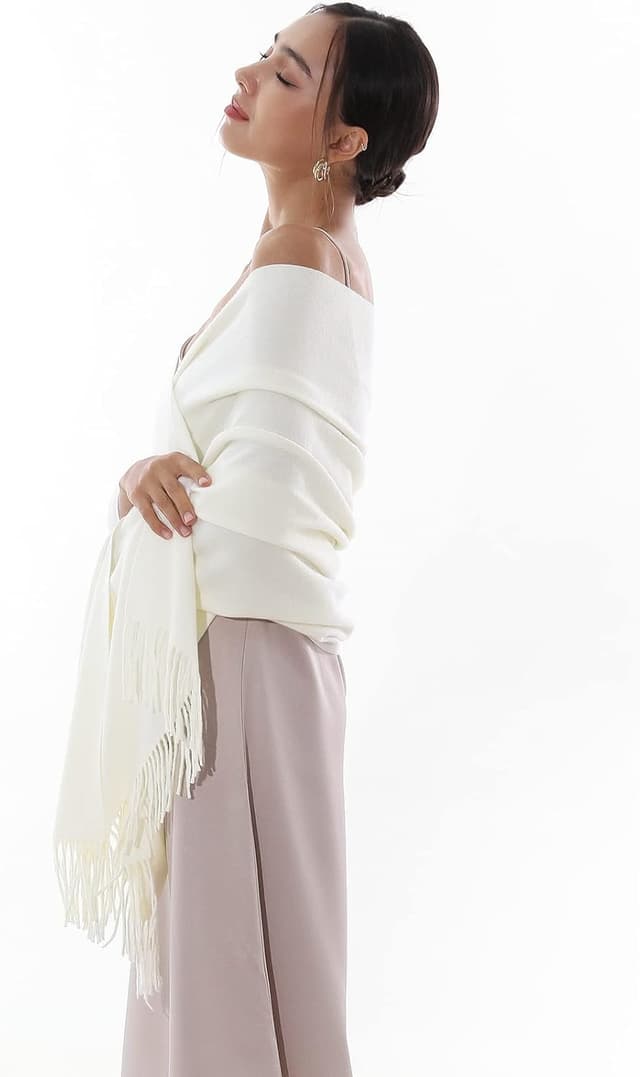 Detalle de RIIQIICHY Women’s Pashmina-Style Scarf Shawl (200cm x 70cm) for Wedding & Winter Wear