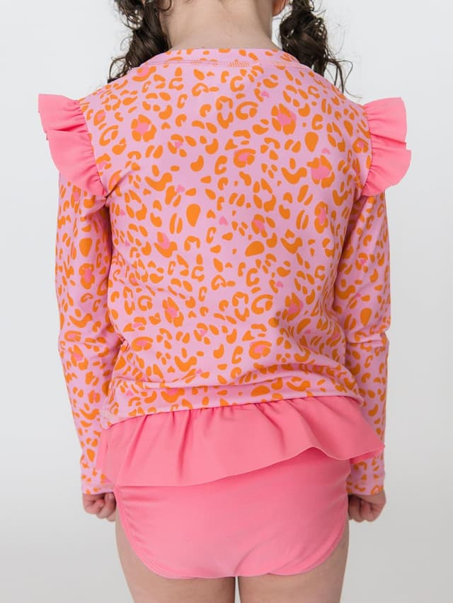 Detalle 2 de RuffleButts Modern Skirted Rash Guard Bikini UPF 50+