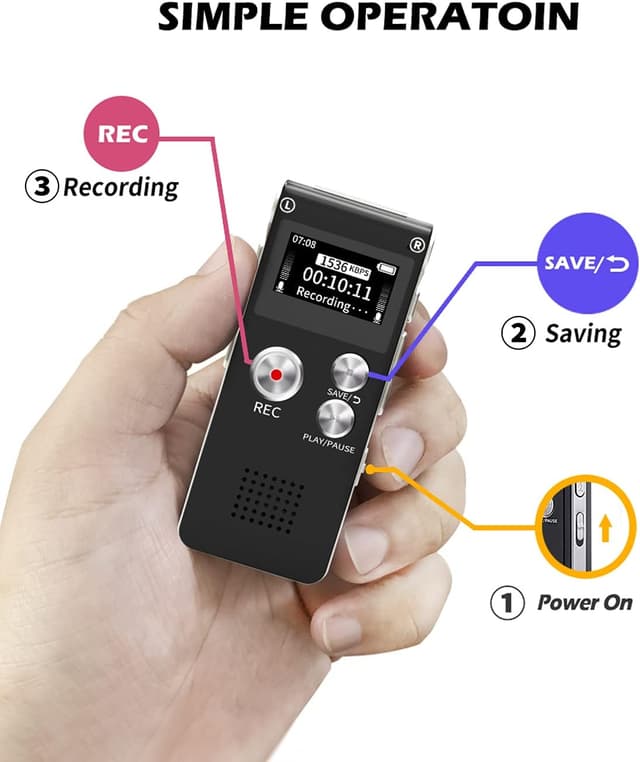 Thumbnail 3 de Fikyra 32GB digital voice recorder — 30h battery 🎙