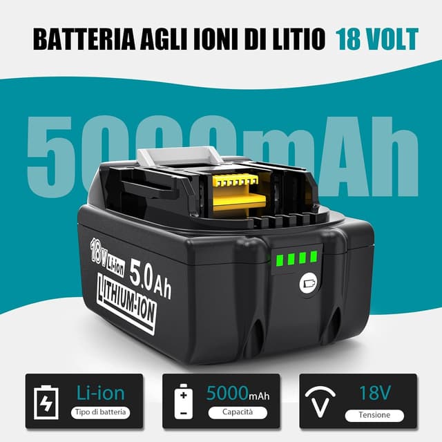 Thumbnail 2 de MoeuGreenBattX Batteria 5Ah per Makita 18V 🛠