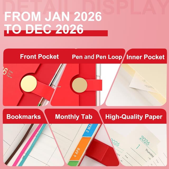 Detalle 2 de Agenda académica 2026 A5 una página por día