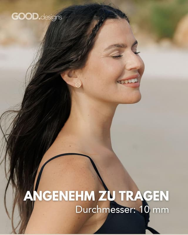 Detalle de GD GOOD.designs Ohrstecker-Set für Damen – runde Kreis-Ohrstecker in Gold-, Roségold-, Silber- und Schwarz-Optik, inkl. Geschenkbox