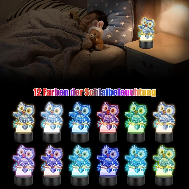 Detalle 2 de Homgaty Diamond Painting Nachtlicht Eule