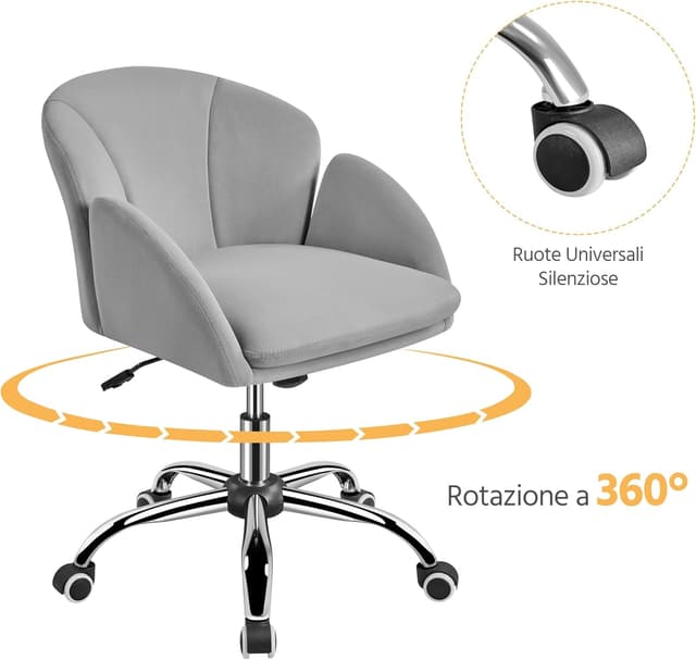 Thumbnail 4 de Yaheetech Sedia Ufficio Velluto 136 kg