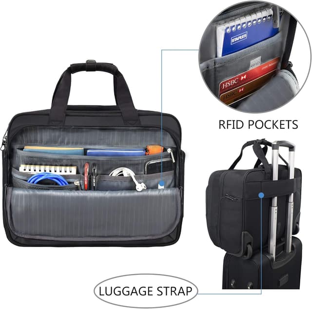 Detalle 2 de KROSER Rolling Laptop Briefcase Premium wheeled laptop bag (fits up to 17.3-inch laptops) with RFID pockets