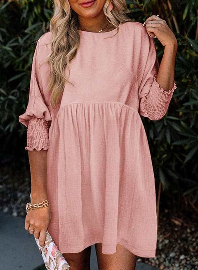 Detalle de Dokotoo Women’s Casual Tunic Dress with Empire Waist & Lantern Sleeves