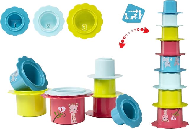 Detalle 2 de Coffret d’éveil Sophie la Girafe pour bébé – jouets sensoriels (ouïe, toucher, odorat, vue, goût)