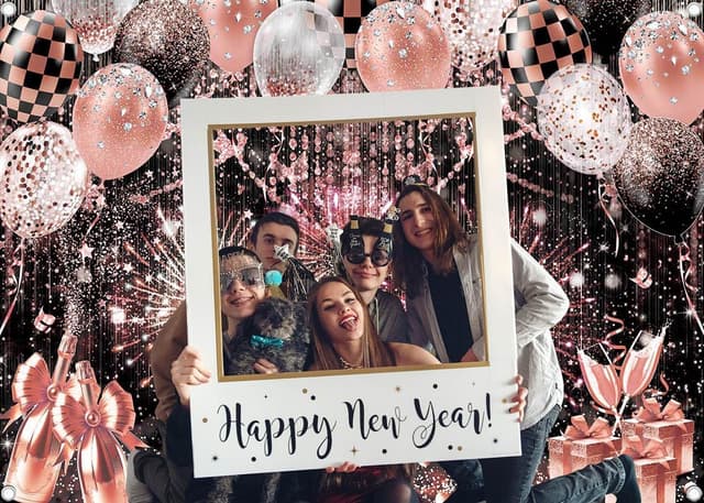 Detalle 2 de Black Pink Glitter Backdrop 7x5 ft 🎉