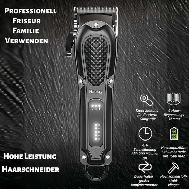 Detalle 2 de Haokry Haarschneider Profi kabellos 200 Min