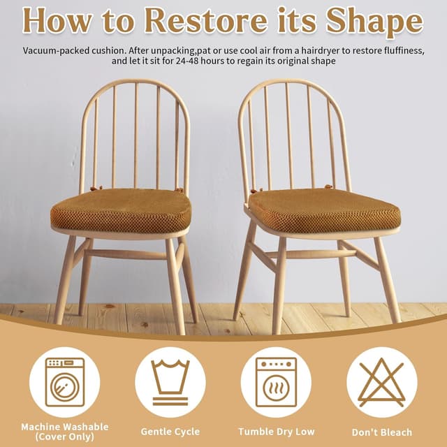 Thumbnail 5 de PRONOUS 4 Pack Brown D-Shape Chair Cushions 17"x16"