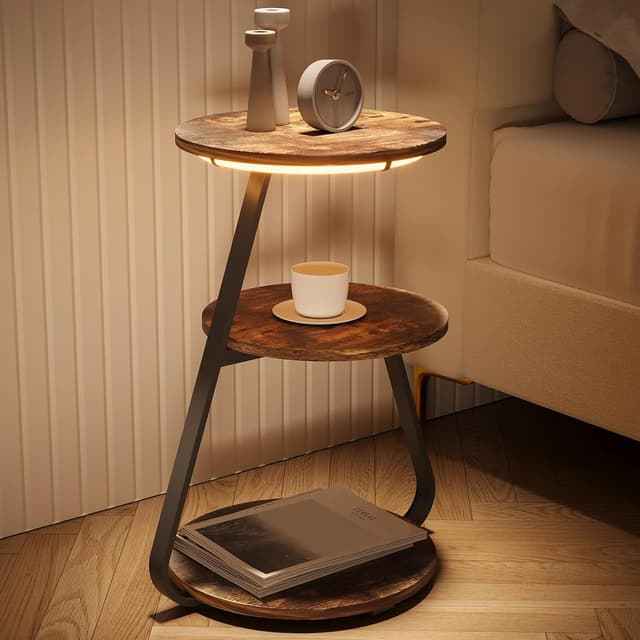 Imagen de ARTETHYS Side Table 43cm 3‑Tier with LED en OfertitasTOP