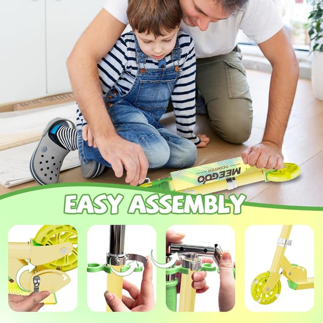 Detalle 2 de MEE GOO Scooter for Kids (Ages 3+) – 2 Wheels, Easy Folding, 3-Level Adjustable Handlebar & Rear Brake