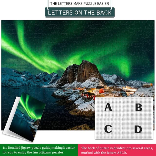 Detalle 2 de Puzzle 1000 Teile – Norwegens Aurora (für Erwachsene, 70 x 50 cm)