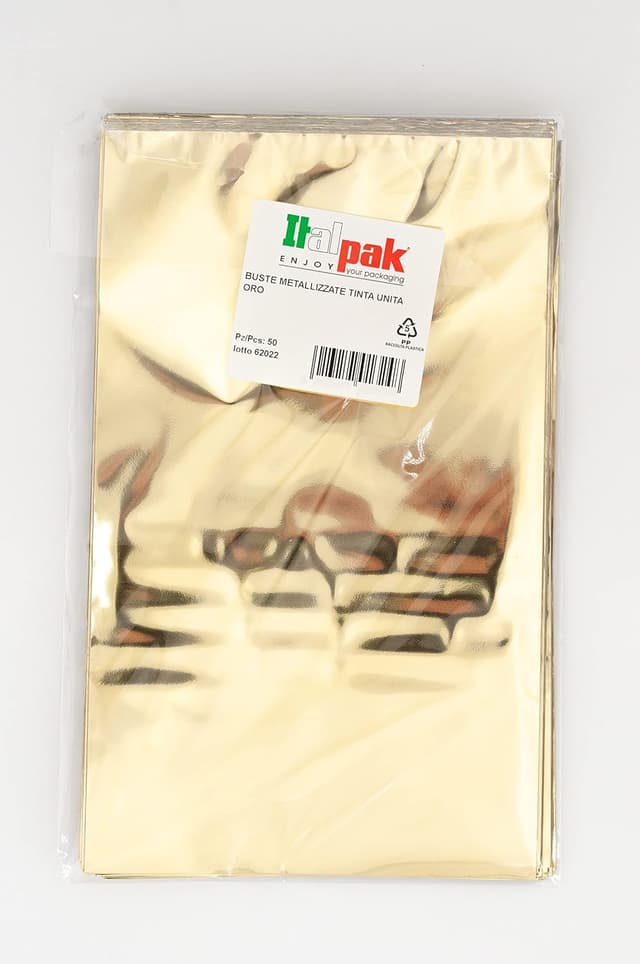 Detalle 2 de Italpak Sacs Cadeaux Métallisées doré 50 pièces – 25 x 40 cm