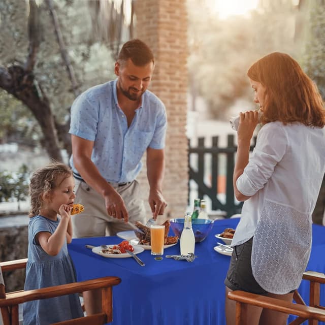 Detalle de BDDC Table Skirts for Rectangle Tables (8ft) — 2-Pack Royal Blue One-Piece Tablecloth Skirt