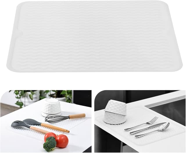 Detalle de KitchenRaku Abtropfmatte 30×40 cm aus Silikon – hitzebeständige, rutschfeste Spülunterlage