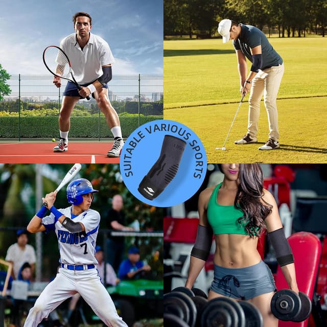 Thumbnail 6 de Lusenone Elbow Support with Strap (Adjustable Compression Sleeve) for Tennis/Golfers Elbow, Tendonitis & Arthritis, Size M