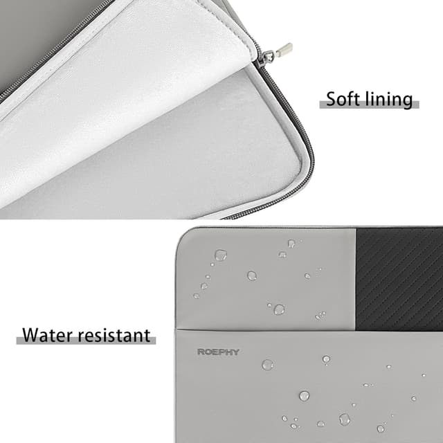 Detalle de ROEPHY Laptop Tasche für 16 Zoll – wasserdichtes Laptop Sleeve in Grau