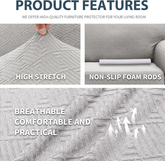 Detalle de Ystyle Copridivano 3 posti con braccioli Silver Grigio, super elasticizzato antiscivolo antigraffio