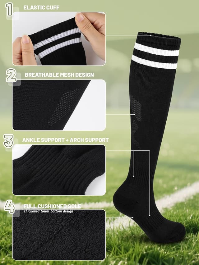 Detalle de Hryrbay Kids Soccer Shin Guards for Toddlers (Age 3–16) with Sleeves and Socks