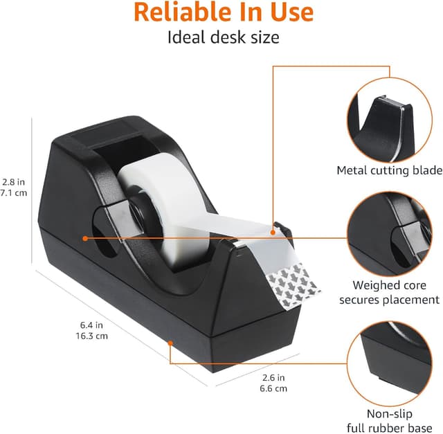 Detalle 2 de Amazon Basics Tape Dispenser 3-Pack 🧷