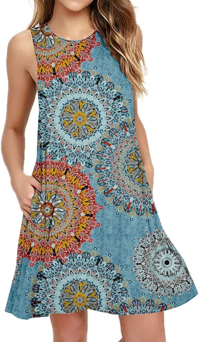 Detalle de PCEAIIH Women’s Swing T-Shirt Summer Dress with Pockets (Rayon/Spandex)