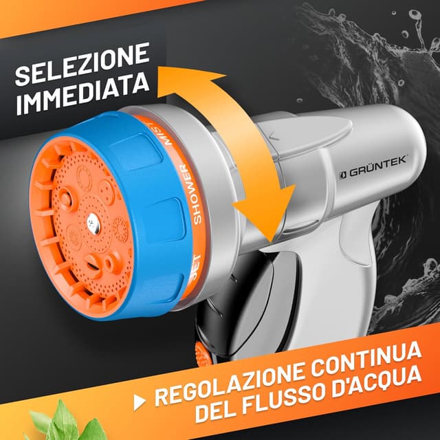 Detalle de GRÜNTEK Pistola Irrigazione da Giardino con 7 tipi di getto