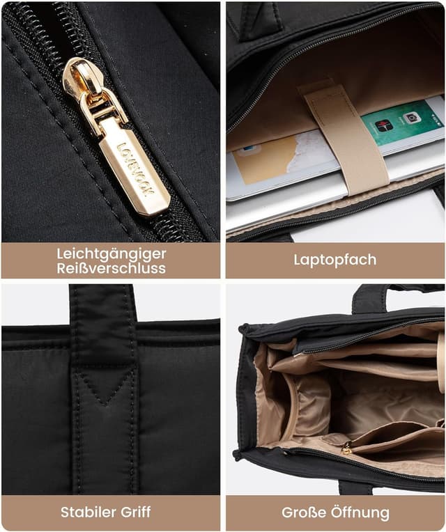 Thumbnail 6 de LOVEVOOK Laptop Handtasche für 15,6 Zoll – leichter, waschbarer Shopper mit Puffer-Design