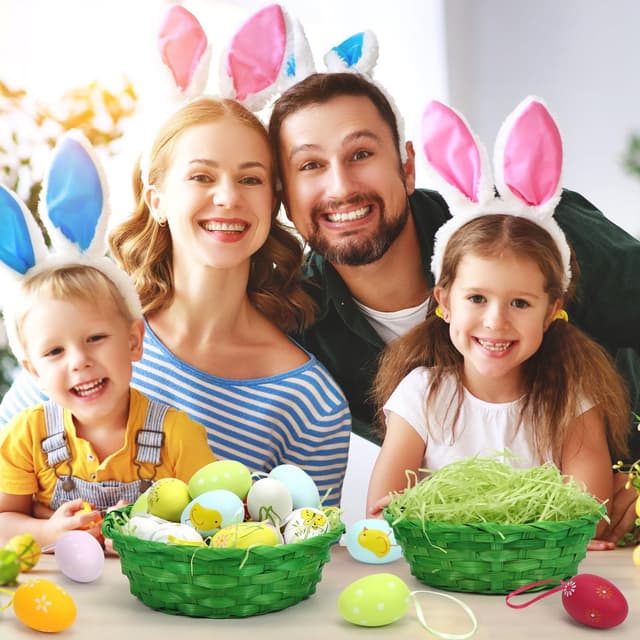 Thumbnail 6 de Osterkörbchen-Set mit Deko Gras (4 Stück) – grüne Weidenkörbchen zum Befüllen, 22,5 × 7,5 cm