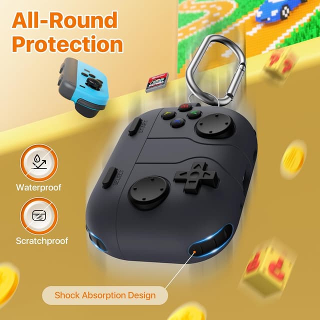 Detalle 2 de MoKo Game Case for AirPods Pro 3 (2025) with Portable Keychain Cleaner Kit – Black silicone cover