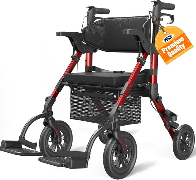 Detalle de VOCIC 2-in-1 Rollator Walker with Seat ๐ถ