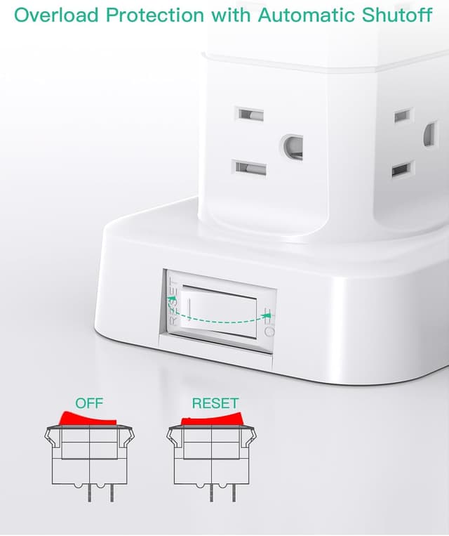 Thumbnail 4 de 12-Outlet Power Strip Tower with USB 🔌