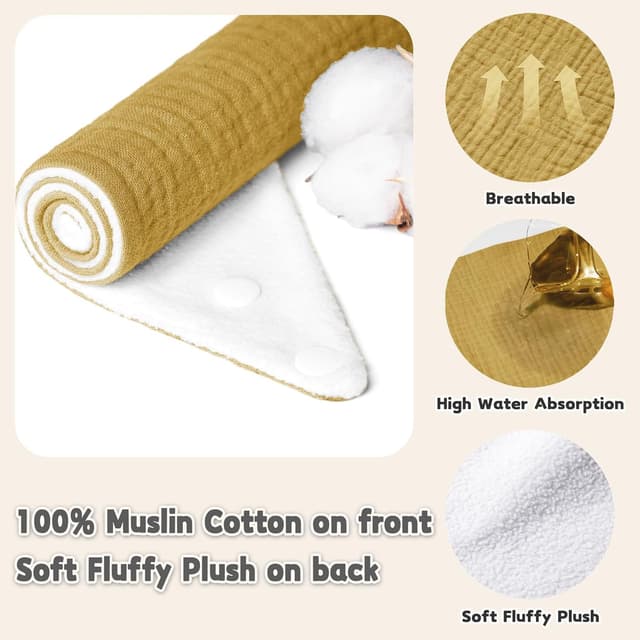 Detalle de Susurration Muslin Baby Drool Bibs (Triangle, Adjustable) – 6 Pack, Blue