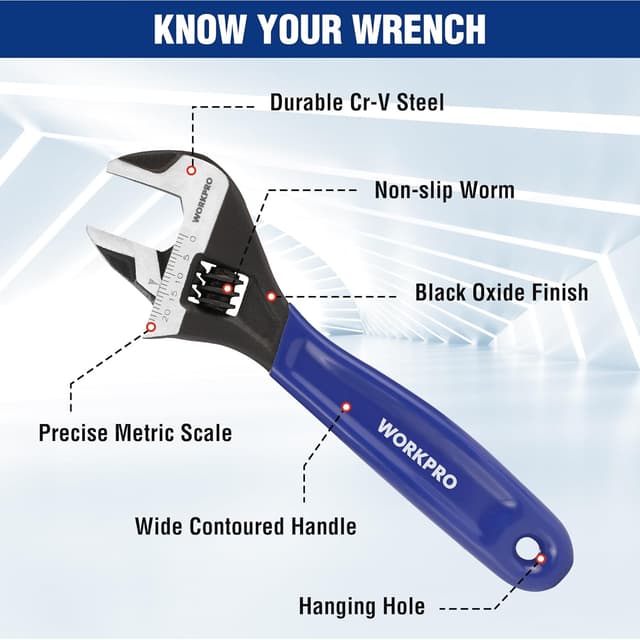Thumbnail 1 de WORKPRO 150 mm Wide Mouth Adjustable Wrench