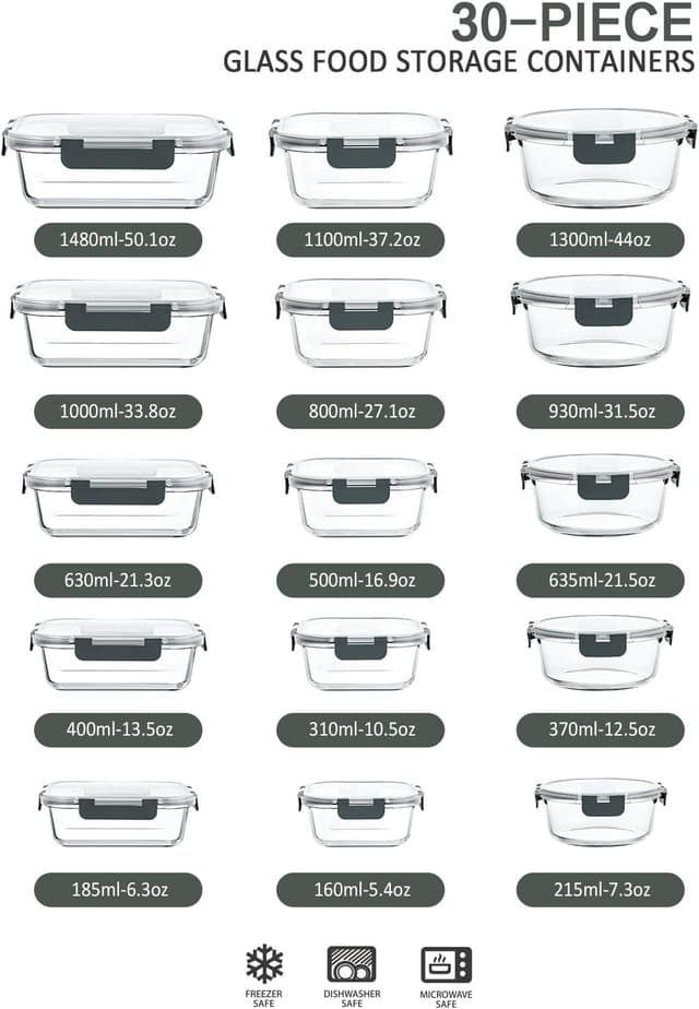 Detalle 2 de M MCIRCO 30 Glass Food Containers 🍱