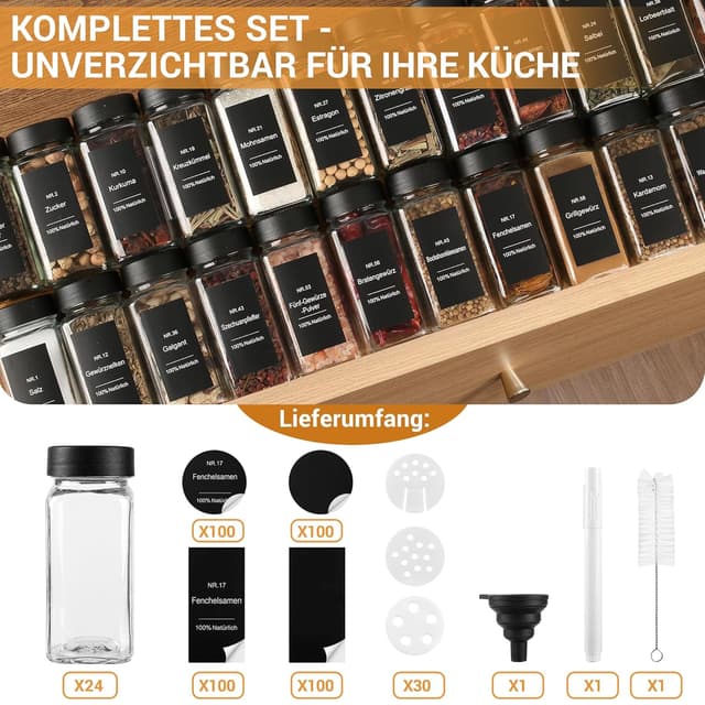 Detalle de Gewürzgläser Eckig Set 24er, 120 ml