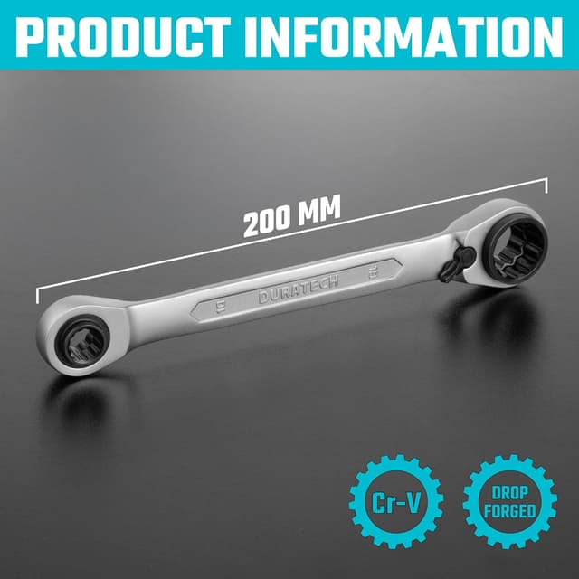 Detalle 2 de Jeu de clés à cliquet interchangeables 4 en 1 DURATECH (10-13-17-19 mm)