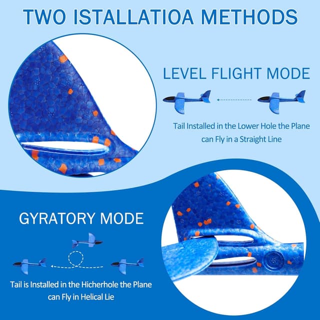 Detalle de Avion jouet enfant 37 cm (lot de 4) en mousse EPP/EVA – planeur interactif pour jeux extérieurs