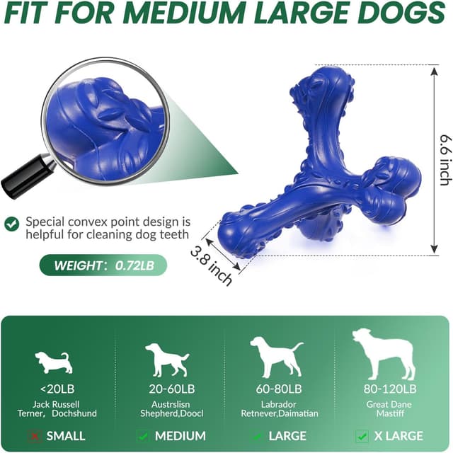 Detalle 2 de CVALIN Kauspielzeug für aggressive Kauer: unzerstörbares Naturkautschuk-Knochenspielzeug für große Rassen