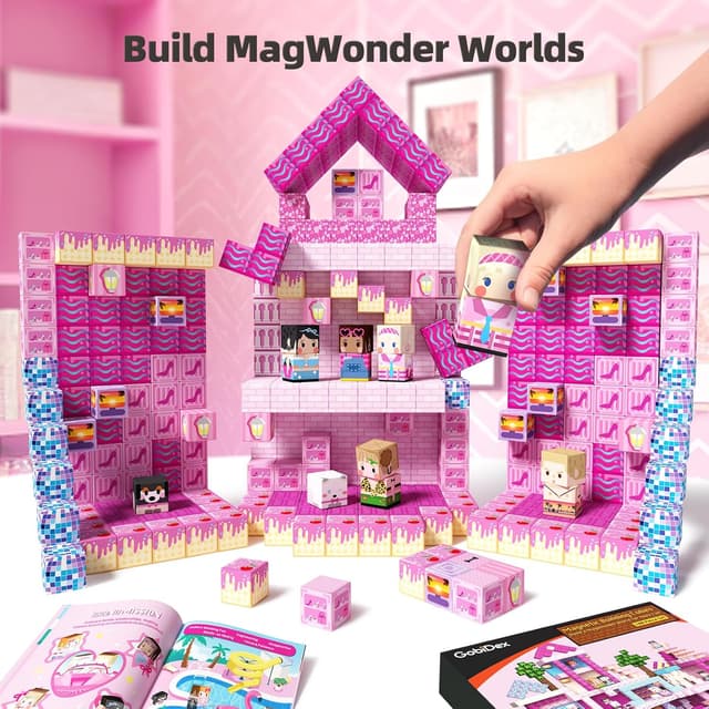 Thumbnail 6 de GobiDex 100PCS Magnetic Blocks Princess Building Set (Pink Castle & Poolside Villas)