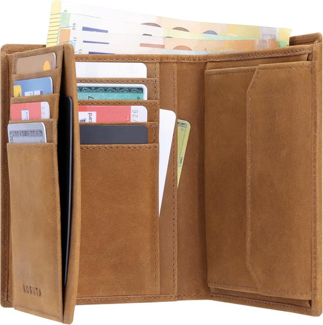 Thumbnail 6 de KORUTA Leder Geldbörse Herren mit RFID Schutz 13 Fächer braun