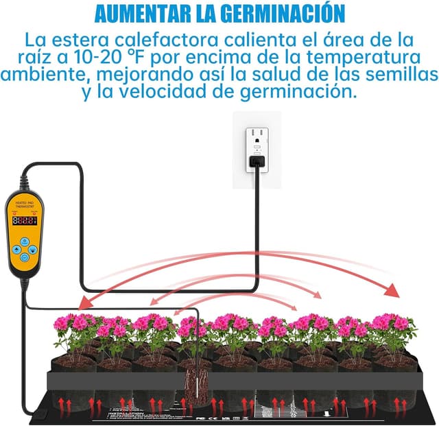 Detalle 1 de WADEO Estera Calefactora Ajustable 🌱 Calor para Plantas y Germinación