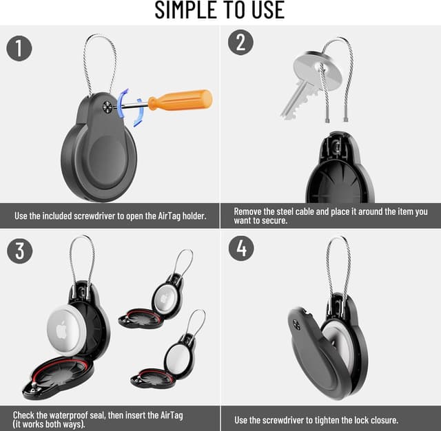 Thumbnail 6 de Airtag Holder IPX8 Waterproof Keychain (5-Pack) with Braided Steel Cable