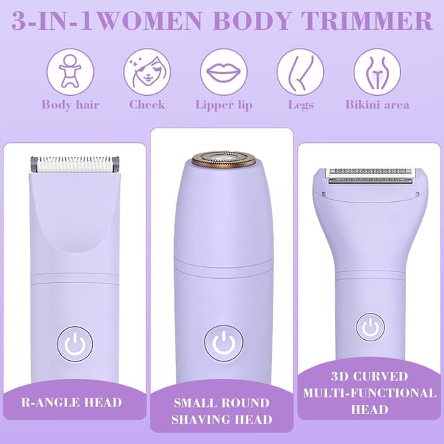 Detalle de MIFXIN New 3-in-1 Women’s Electric Shaver (IPX6 Wet & Dry) – Bikini Trimmer, Lady Shaver & Epilator for Sensitive Areas (Purple)