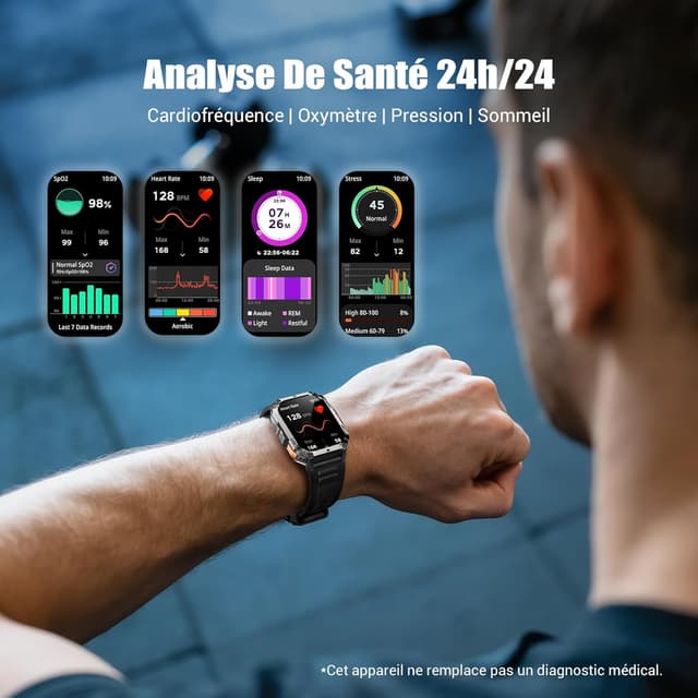 Thumbnail 6 de IOWODO Montre Connectée Homme 2026 : écran 2,01", autonomie jusqu’à 100 jours, IP68 et fonctions sport